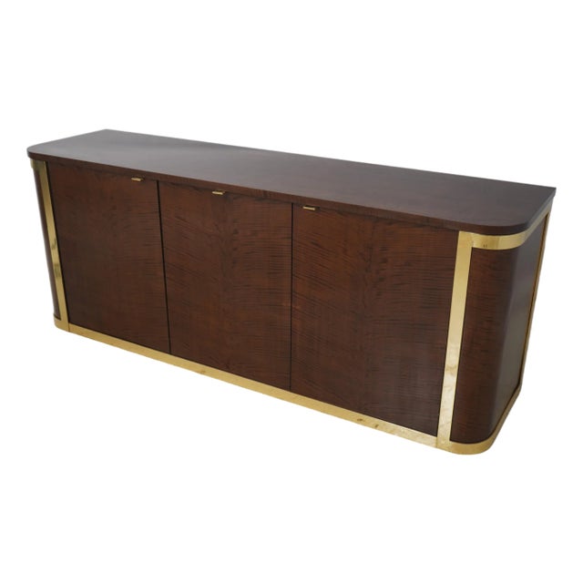 Mid Century Modern Tiger Maple Credenza Cabinet For Sale