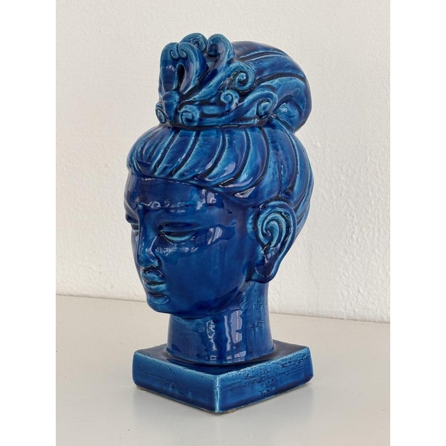 Rimini Blu Kwan Yin Buddha by Aldo Londi for Bitossi, Italy, 1970s For Sale - Image 6 of 12