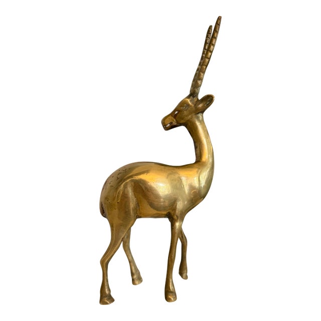 Vintage Brass Antelope Sculpture – Mid-Century Modern Home Decor For Sale