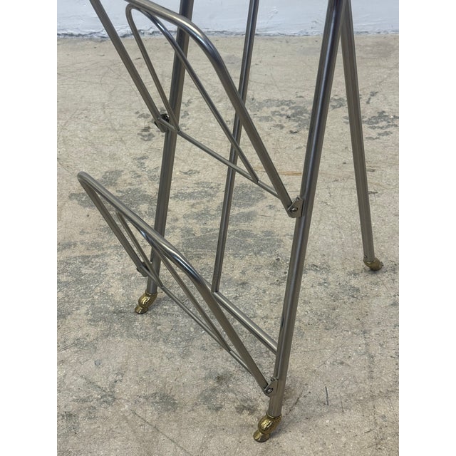 Maison Jansen Style Steel and Brass Rams Head and Feet Magazine Rack, Italy For Sale - Image 10 of 12
