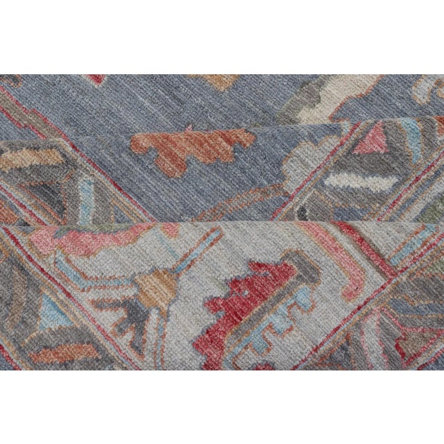 Large Modern Oushak Design With All-Over Multi Colored Floral Design in Wool For Sale - Image 11 of 13