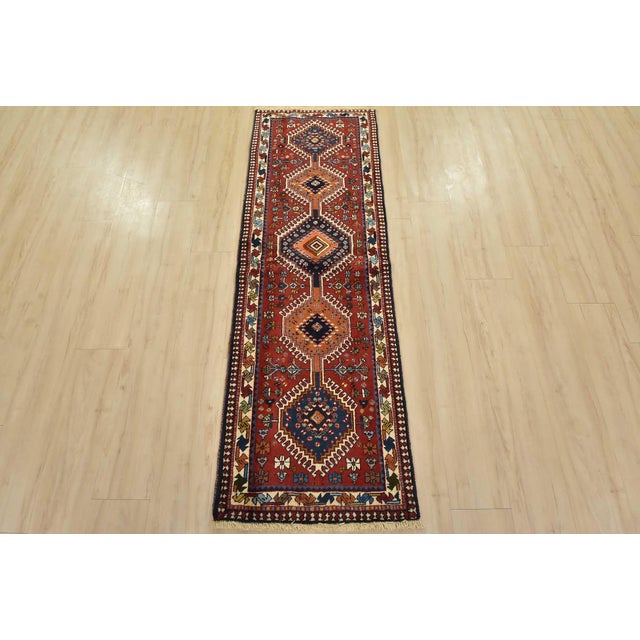 Tribal Yalameh Runner 2′ X 6’2” Red Wool Vintage Tribal Hand-Knotted Oriental Rug For Sale - Image 3 of 10
