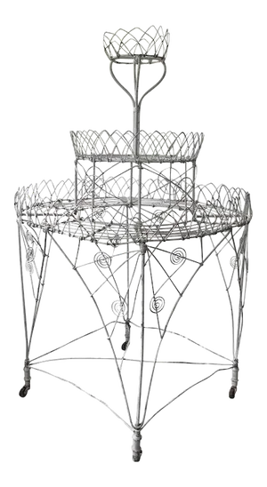 Antique 19th Century Victorian 3-Tier Wire Garden Plant Stand