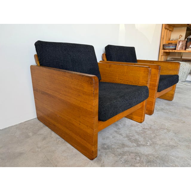 Mid-Century Modern 1970s Mid-Century Modern Milo Baughman - Style Architectural Cube Lounge Chairs – Pair For Sale - Image 3 of 17