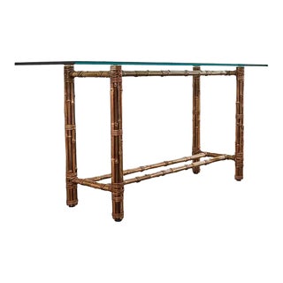 McGuire Organic Modern Bamboo Glass Console Sofa Table For Sale