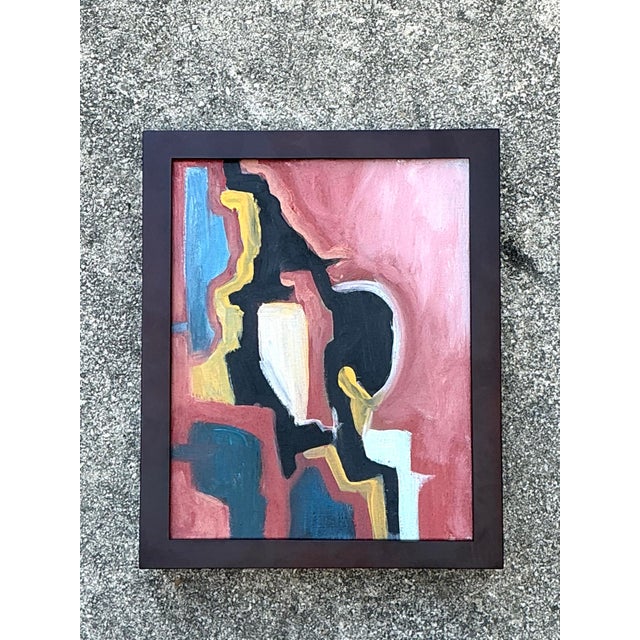 Vintage Original Abstract Oil on Canvas For Sale - Image 10 of 12