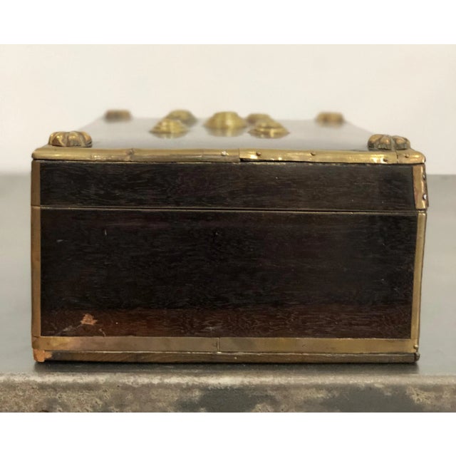 20th Century Regency Rosewood Decorative Box Bound With Brass For Sale - Image 4 of 13