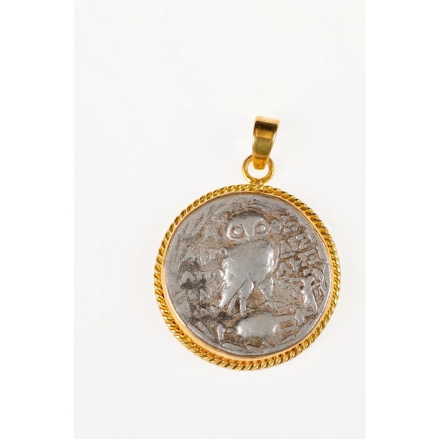 Antique Ancient Greek Owl Coin Pendant For Sale - Image 4 of 9