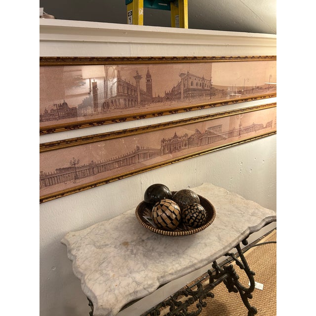 Long Framed Architectural Renderings of Venice & the Vatican -A Pair For Sale - Image 10 of 10