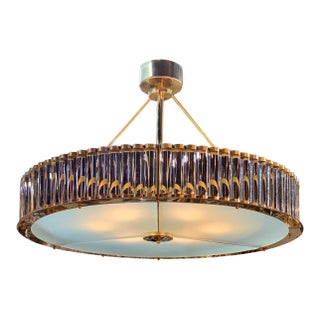 Modern Murano Glass and Brass Chandelier For Sale