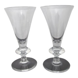 Steuben 7737 Teardrop Pattern 7 1/8" Wine Water Glass Goblet Pair Set of 2 For Sale