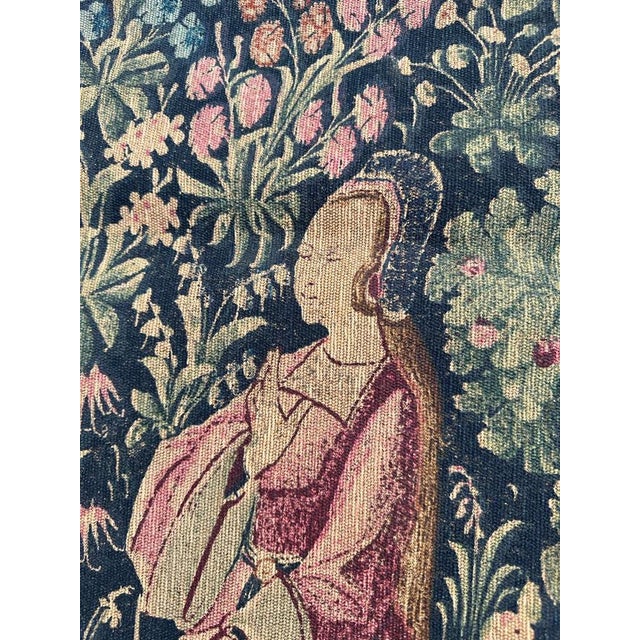 French Medieval Style Hand-Printed Tapestry, 1960s For Sale - Image 16 of 18