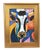 2020s Bold Picasso Style Bull Cow Portrait Painting Including the Antiqued Gold Wood Frame For Sale - Image 5 of 5