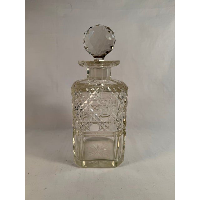 Antique, English Hobnail and Diamond-Cut Crystal Decanter For Sale - Image 4 of 5