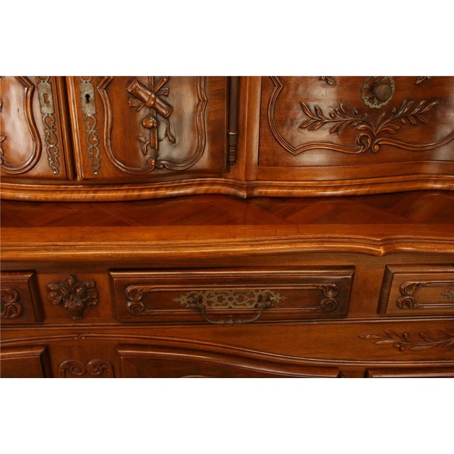 Brown Vintage French Country Sideboard Walnut Carved For Sale - Image 8 of 10