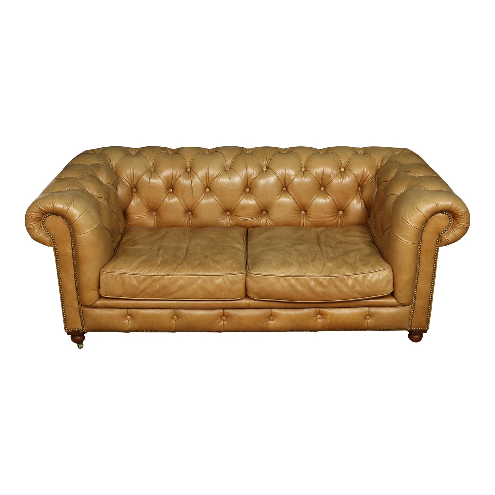 Vintge Leather Tufted Chesterfield Loveseat Chairish
