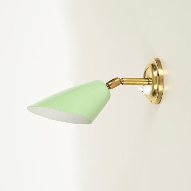 Italian Wall Lights in Brass and Green Metal by G. Ostuni, 1950s, Set of 2 For Sale - Image 10 of 17
