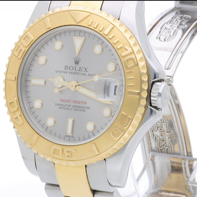 Metal 1990s Rolex Yacht Master Two Tone 168623 Gray Dial 35mm Full Set Watch For Sale - Image 7 of 18