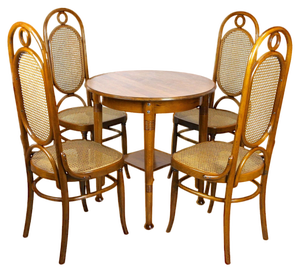 Austrian Art Nouveau Chairs with Table in Bentwood from Thonet, 1915, Set of 5