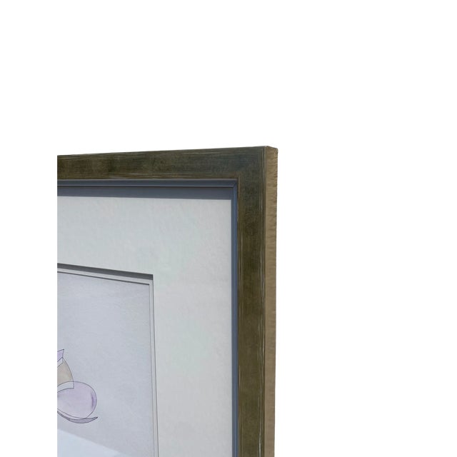 Paper "Blossoms" Contemporary Original Watercolor Painting on Paper, Framed For Sale - Image 7 of 8