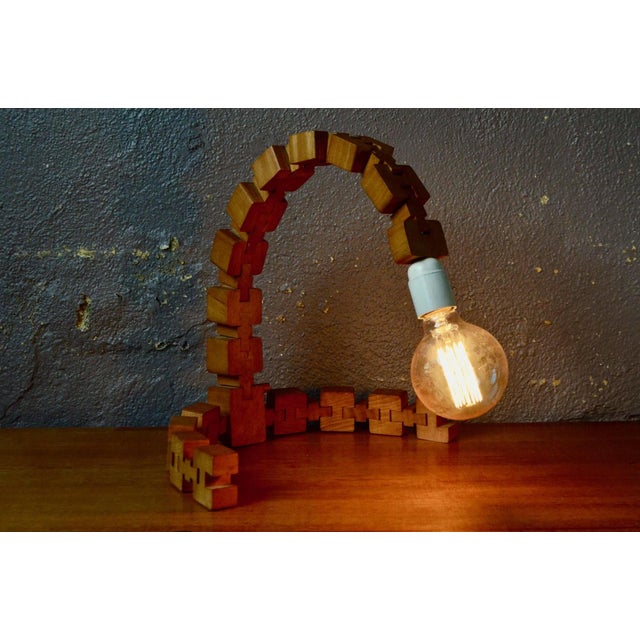 Vintage Articulated Wooden Table Lamp, 1970s For Sale - Image 12 of 12
