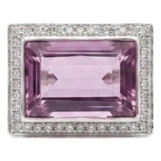Natural Amethyst 14.45cts & Diamond 0.65cts Ring in 18k Gold For Sale
