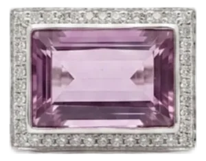 Natural Amethyst 14.45cts & Diamond 0.65cts Ring in 18k Gold