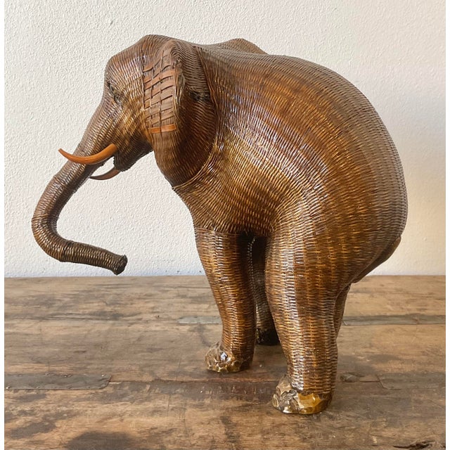 Vintage Shanghai Weave Elephant Basket For Sale In West Palm - Image 6 of 12