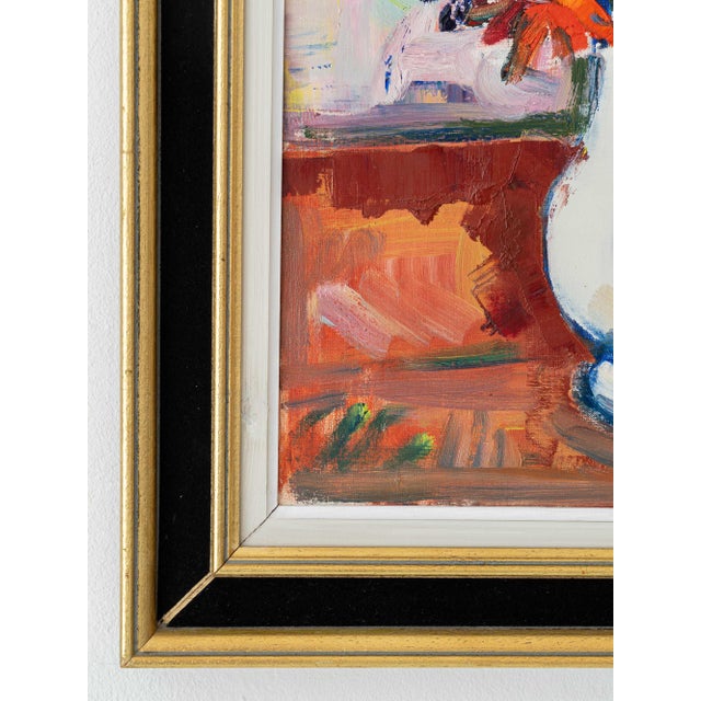Charles Badoisel, French Expressionist Floral Still Life Flowers in a White Pitcher, 1967, Oil on Canvas, Framed For Sale - Image 6 of 18