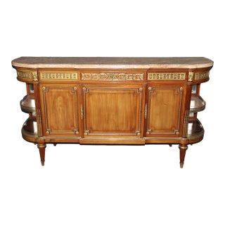 Fine Quality French Louis XVI Bronze Mounted Sideboard Buffet Marble Shelves For Sale
