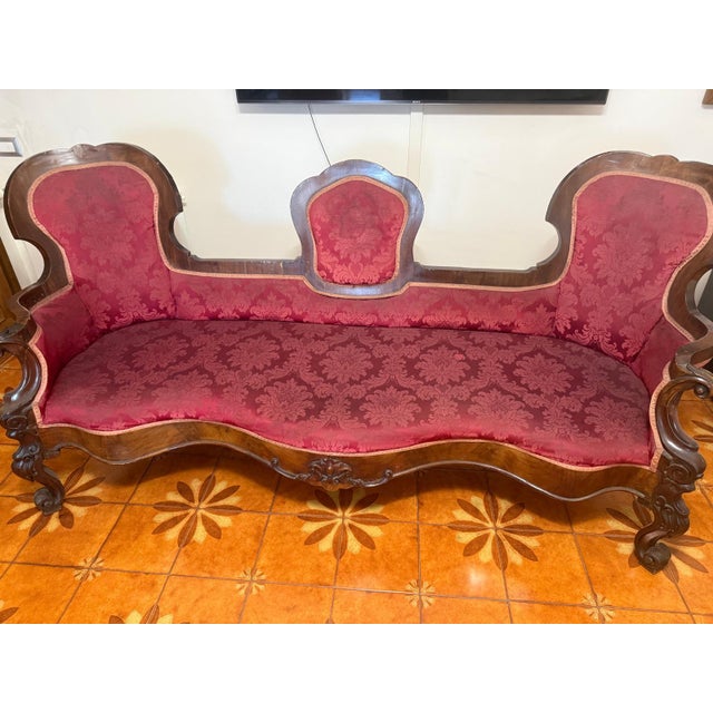 Large 19th Century Louis Philippe Three-Seater Conversation Sofa. Italy For Sale - Image 5 of 6