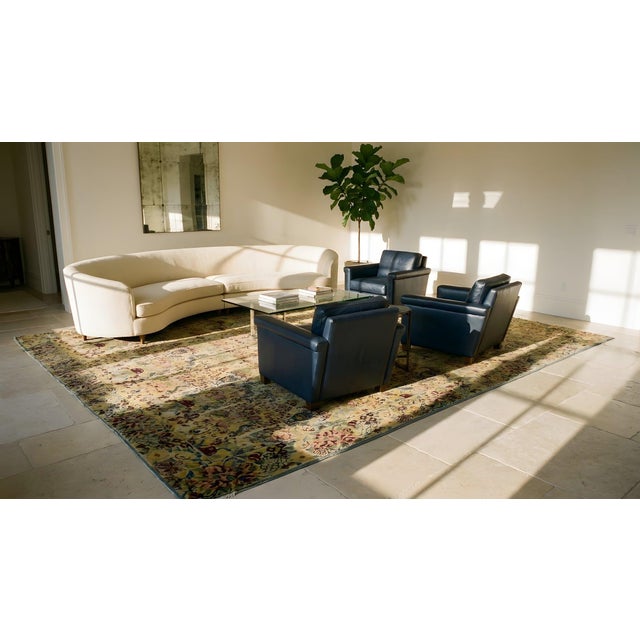 1890s Multicolor Floral Antique Persian Tehran Rug 9'8" X 12'6" Knotted Wool Carpet For Sale - Image 10 of 10