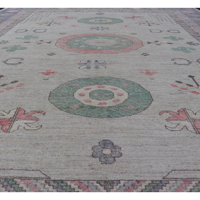 Hand Knotted Colorful Khotan Rug by Keivan Woven Arts, 9'8" X 13'0 For Sale - Image 4 of 12