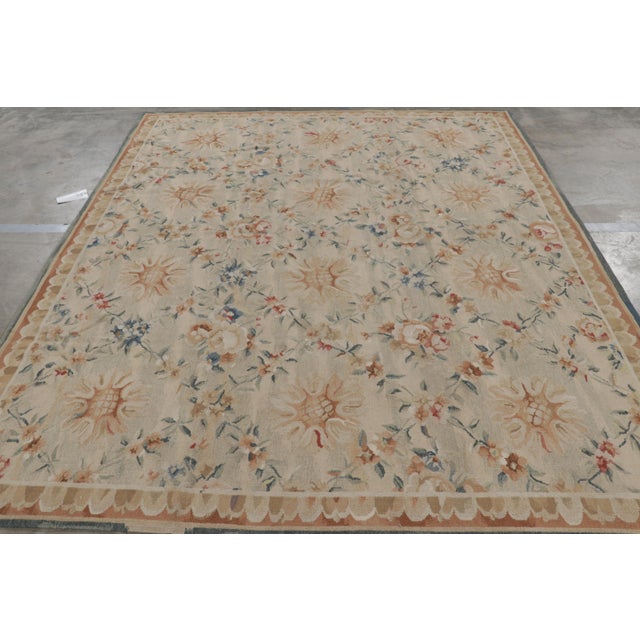 Traditional Rug & Kilim’s Aubusson Style Rug in Beige-Cream With Floral Patterns For Sale - Image 3 of 7
