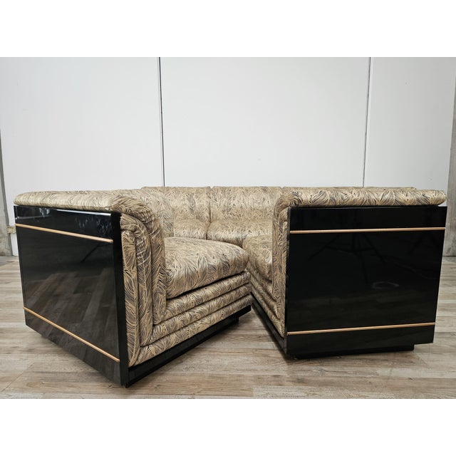 1970s Modular Sofa in Silk and Lacquered Wood by Pierre Cardin, 1970, Set of 5 For Sale - Image 5 of 18