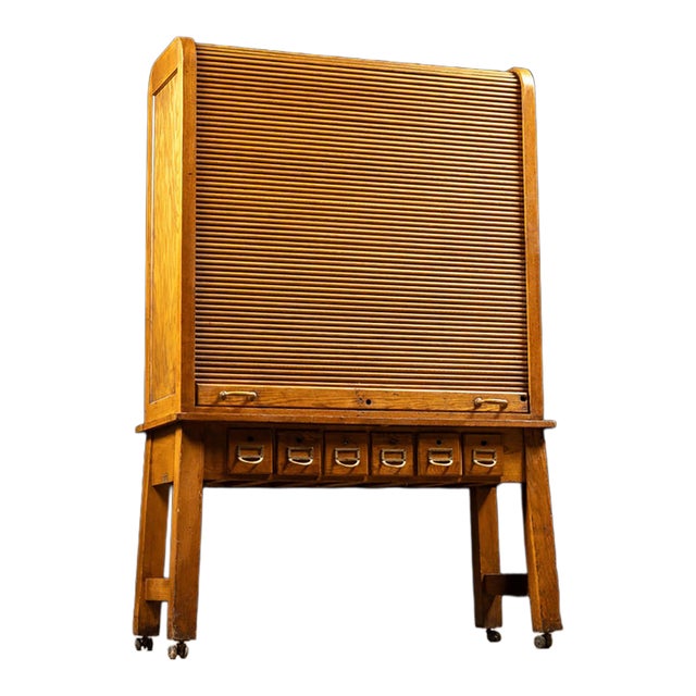 Vintage Tambour Door Laboratory Cabinet by Wiese For Sale