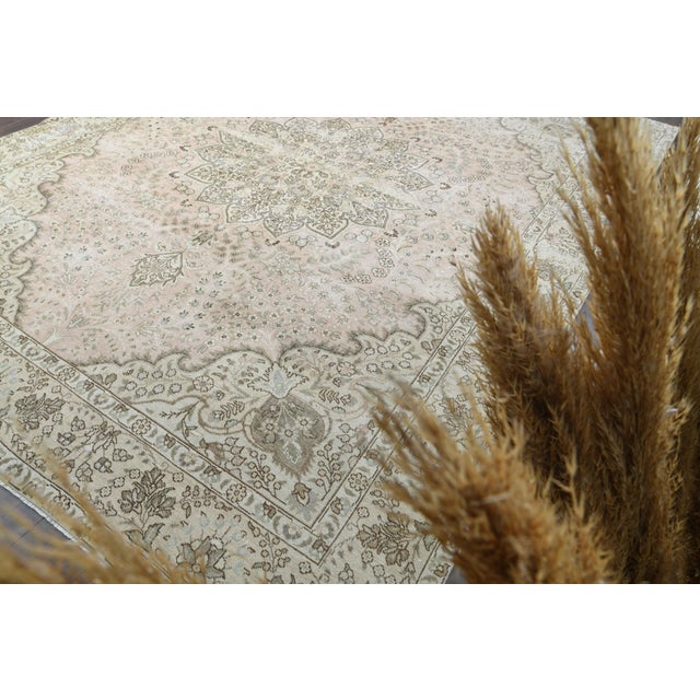 1970s Vintage Persian Handmade Wool Cotton Beige Area Rug For Sale - Image 11 of 11
