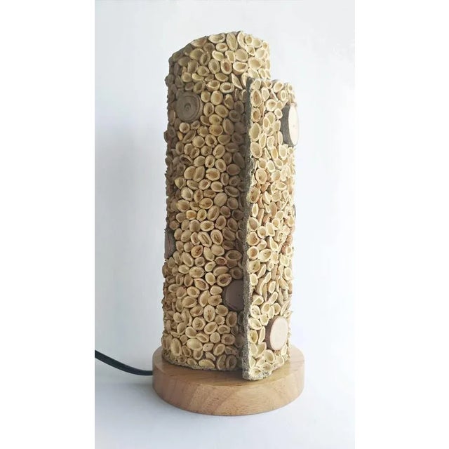 Wood Wood Mosaic Table Lamp For Sale - Image 7 of 7