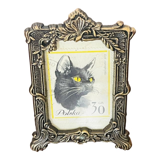 Small Vintage Bronze Ornate Photo Frame For Sale