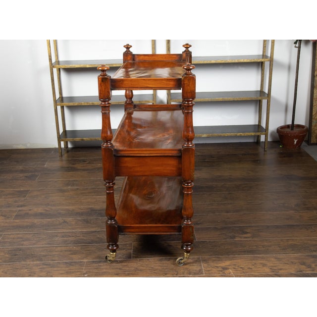 English 1820s Mahogany Trolley on Casters with Open Shelves and Two Drawers For Sale - Image 12 of 12