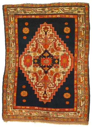 Early 20th Century Antique Azerbaijan Kazak Lambswool Rug - 4′1″ × 5′9″