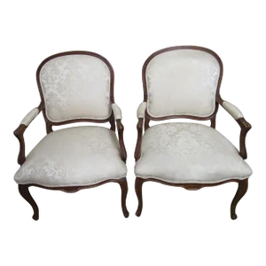 Vintage French Style Open Arm Chairs - a Pair