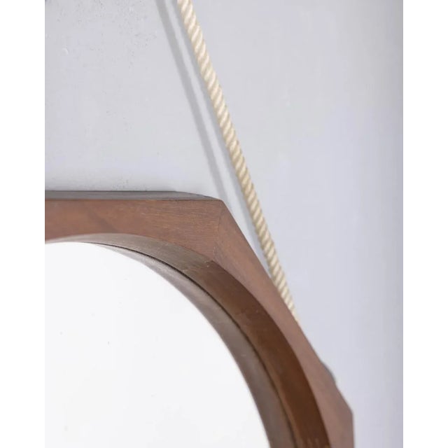 1960s Italian Wood and Rope Wall Mirror, 1960s For Sale - Image 5 of 8