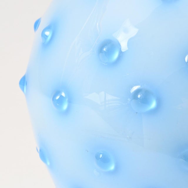 Blue Opaline Blue Glass Hobnail Pattern Vase from Empoli, 1960s For Sale - Image 8 of 10