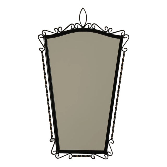 Wrought Iron Wall Mirror, Antique, France, Circa 1970 For Sale