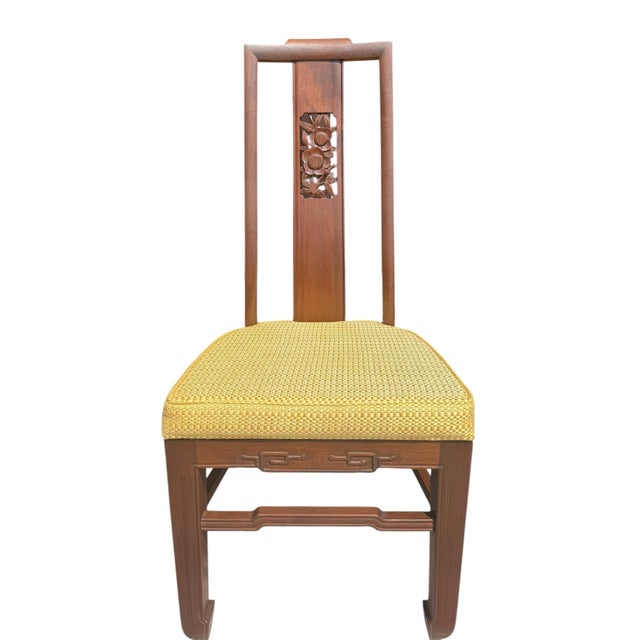 Mid 20th Century Mid-Century, Asian-Inspired Dinning Chairs With Carved Details For Sale - Image 5 of 11