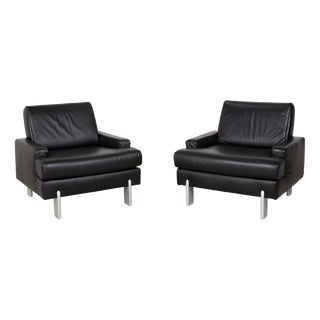 AK 644 Lounge Chairs in Black Leather from Rolf Benz, Set of 2 For Sale