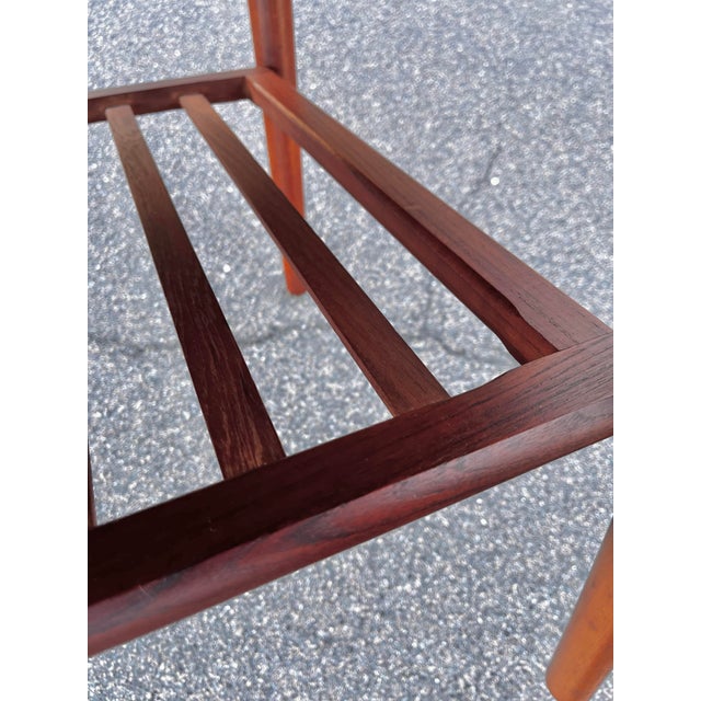 Wood Mid Century Danish Modern Side Table With Slatted Shelf For Sale - Image 7 of 12