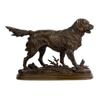 French Bronze Sculpture "Chien De Chasse" by Paul-Edouard Delabrierre, C. 1870 For Sale