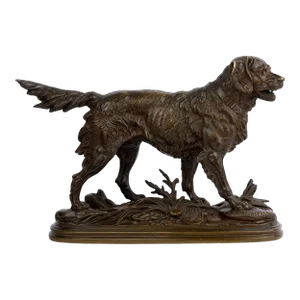 French Bronze Sculpture "Chien De Chasse" by Paul-Edouard Delabrierre, C. 1870